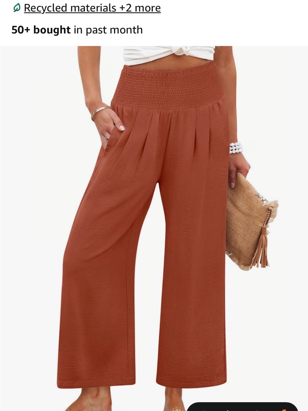 High Waist Wide Leg Pants - Rust
